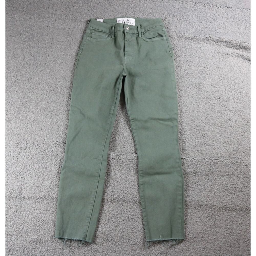 Frank and Eileen Jeans 27 Sage Green Silgo Raw Hem Denim